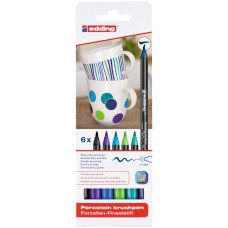 Edding Porcelain Brush Pens Asst 6Pk Cool