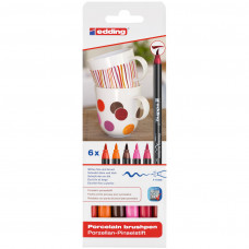 Edding Porcelain Brush Pens Asst 6Pk Warm