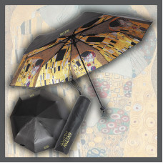 Umbrella Gustav Klimt Kiss Black Printed On The Inside
