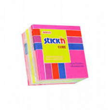 Stick'n Note Cube 51x51mm 250 Sheets Neon & Pastel Mix Magenta Front