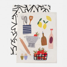 Caroline Gardner - Kitchen & Mono Hearts Set of 2 - Tea Towel