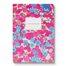 V&A A5 Soft Cover Notebook-Neon Floral Pink & Blue