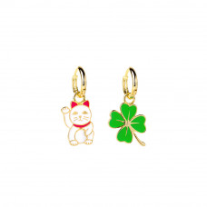 Earrings - Lucky Cat & Clover