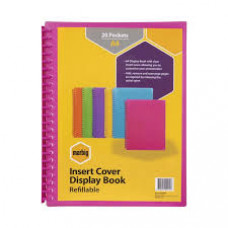 Marbig Clearview Refillable Display Book 20 Pocket Translucent Pink