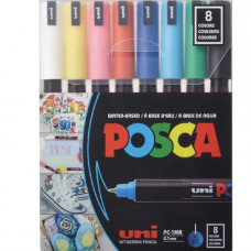 Uni Posca Marker Asstd 0.7mm 8 Piece - PC-1MR