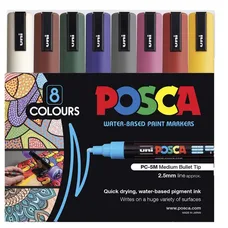 Uni Posca Marker Asstd 8 Piece Pastel Colours 0.7mm - PC-1MR