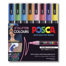 Uni Posca Marker Glitter 0.9-1.3mm Fine 8 pack - PC-3M