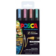Uni Posca Marker Metallic 1.8-2.5mm Med Bullet 4 pack - PC-5M