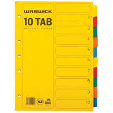 Warwick Divider A4 10 Tab Coloured Indices