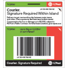NZ Post Ticket <5kg Pcl Courier SigReq WI/Isl TCSRWI22