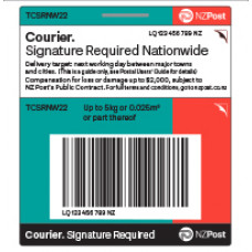 NZ Post Courier Signature Required Nationwide Ticket TCSRNW22