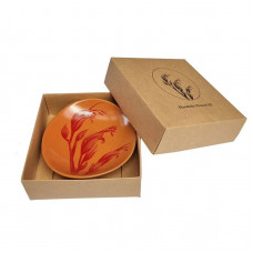 Jo Luping Design - Harakeke Flower 3 Red on Orange 10cm Bowl
