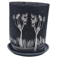 Jo Luping Design - Coastal Cabbage Trees On Dark Grey - Ecofelt Growbag
