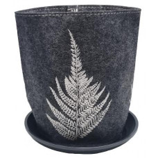 Jo Luping Design - Silver Fern On Mid Grey - Ecofelt Growbag