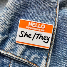 Enamel Pin - Two Lippy Ladies - She/They Pronouns  