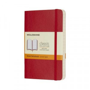 Moleskine Classic Soft Cover Notebook Ruled Pocket Scarlet Red