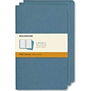 Moleskine Cahier Notebook Set of 3  Ruled Large Brisk Blue