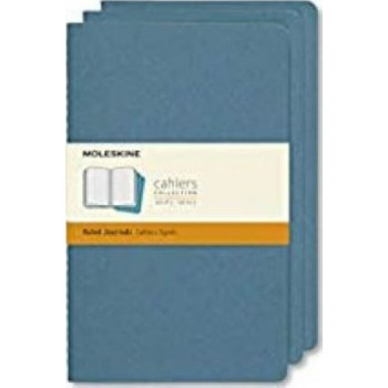 Moleskine Cahier Notebook Set of 3  Ruled Large Brisk Blue