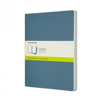 Moleskine Journal Cahier Extra Large Plain Blue: Set of 3