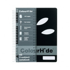 Colourhide 2 Subject Book A5 300pg Black