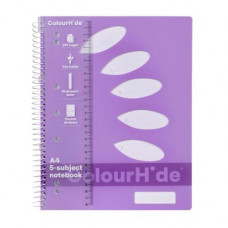 Colourhide 5 Subject Book A4 250 Page Lavender