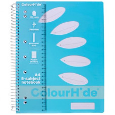 Colourhide 5 Subject Book A4 250 Page Sky Blue