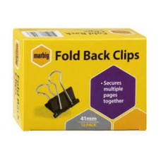 Marbig Fold Back Clips 41mm Box of 12