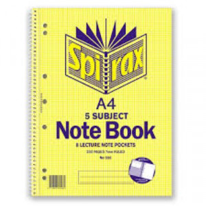 Spirax 596 5 Subject Notebook A4 125 Leaf