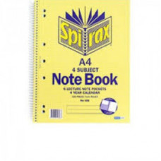 Spirax 606 4 Subject Notebook A4 320 Page