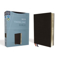 NIV, Thinline Bible, Bonded Leather, Black, Red Letter, Comfort Print