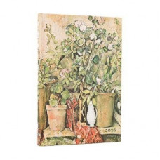 PB 2026 Cezanne's Terracotta Pots and Flowers Mini 12-month Horizontal Hardcover Flexi Dayplanner 2026 (Elastic Band Closure)