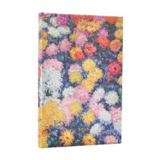 PB 2026 Monet's Chrysanthemums Mini 12-month Horizontal Hardcover Flexi Dayplanner 2026 (Elastic Band Closure)