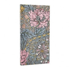 PB 2026 Morris Pink Honeysuckle (William Morris) Slim 12-month Horizontal Hardcover Flexi Dayplanner 2026 (Elastic Band Closure)