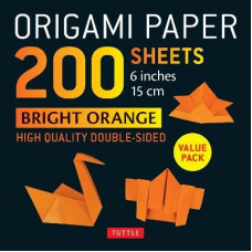 Origami Paper 200 sheets Bright Orange 6" (15 cm) with instructions
