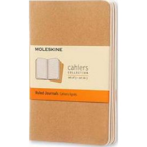 Moleskine Cahier Notebook Set of 3 Ruled Pocket Kraft