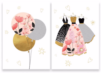 Balloons & Dresses 8 Pkt Notecards - Hammond Gower
